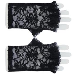 Guanti Mezze Dita in Pizzo Nero Elasticizzati